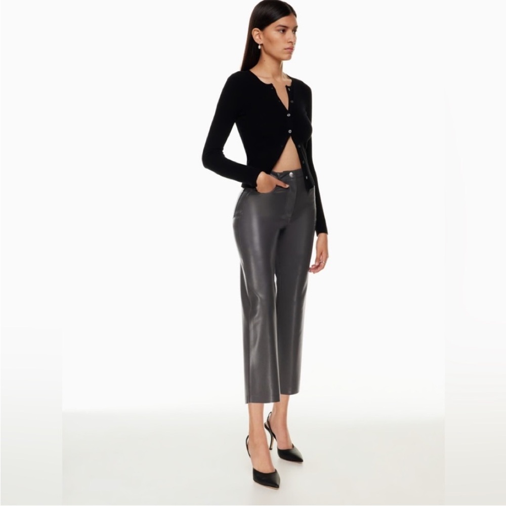 Aritzia Wilfred The Melina Cropped Pant grey vegan leather size 00 high rise NWT